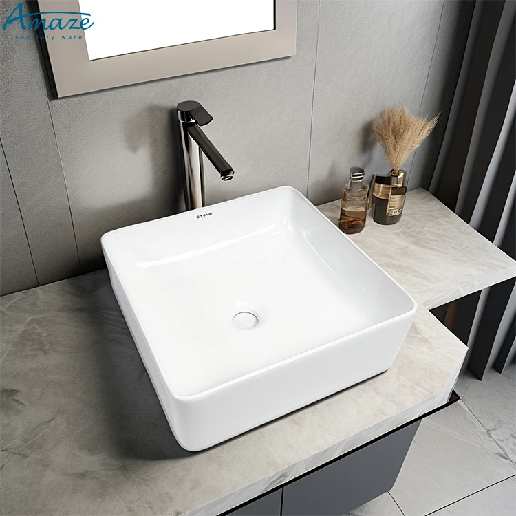 Modern ceramic sanitary ware bathroom vanity sink white countertop hand wash basin