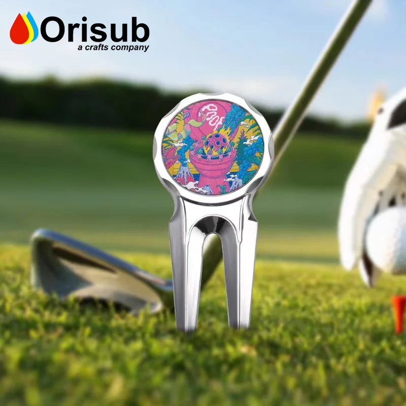 Personalized Golf Ball Marker Blank Sublimation Metal Golf Divot Tool