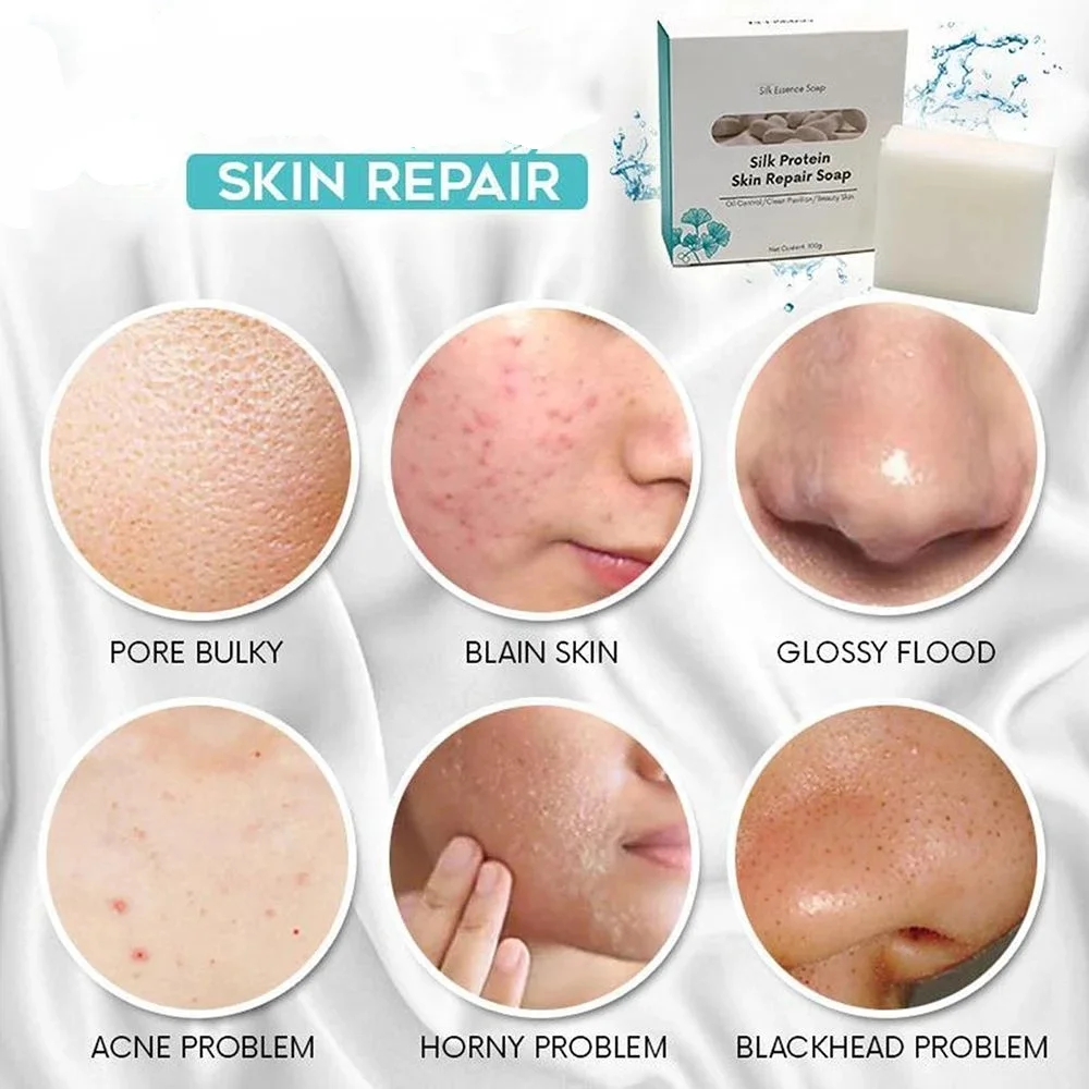 Silk Protein Skin Repair Soap Bar Handmade Silk Protein Foam Bath Skin Care Soap Natural Goat Milk Cleansing Whitening Soap