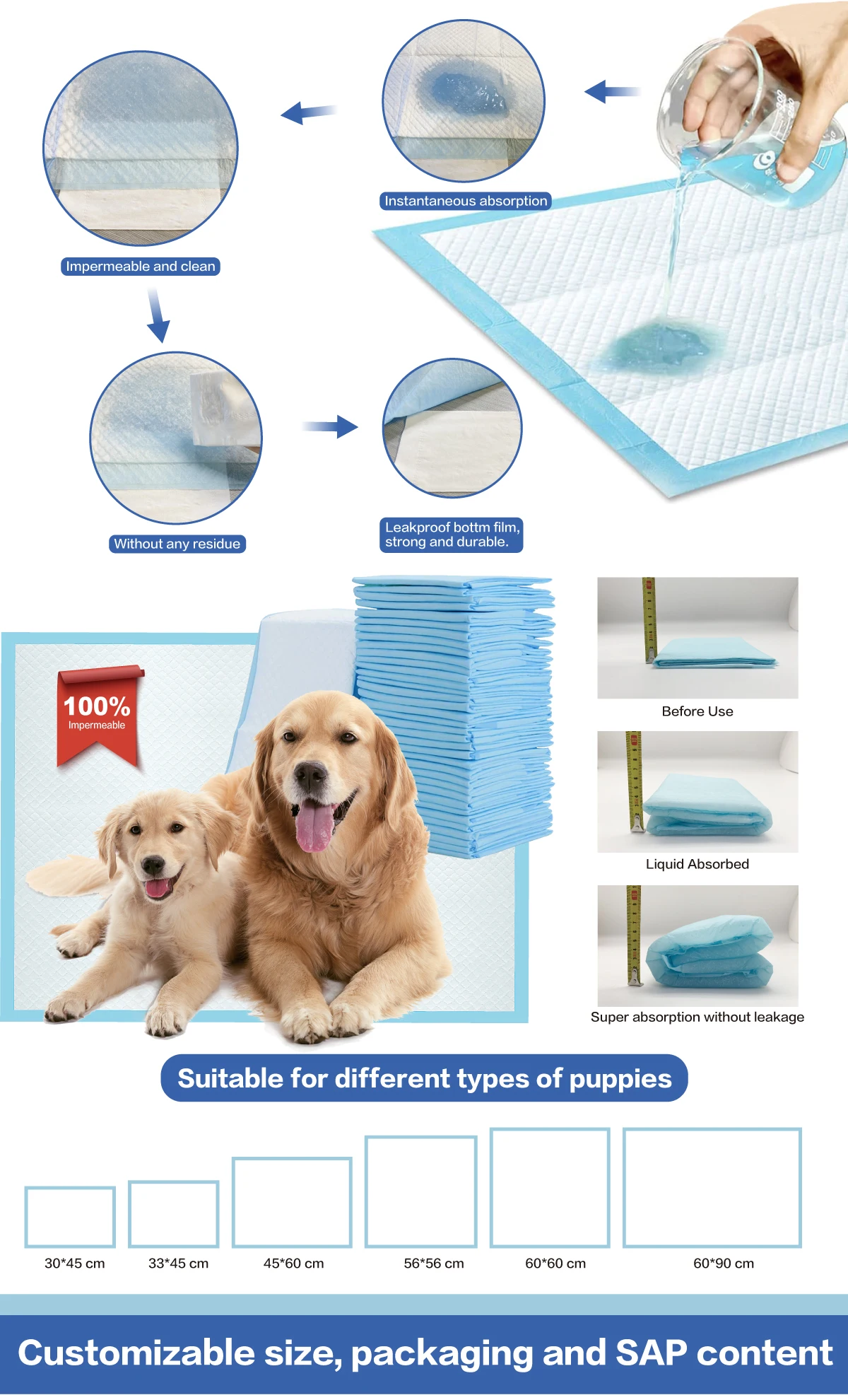 Disposable Basics Puppy Training Pad High Absorbency Pet Urine Pad Dog