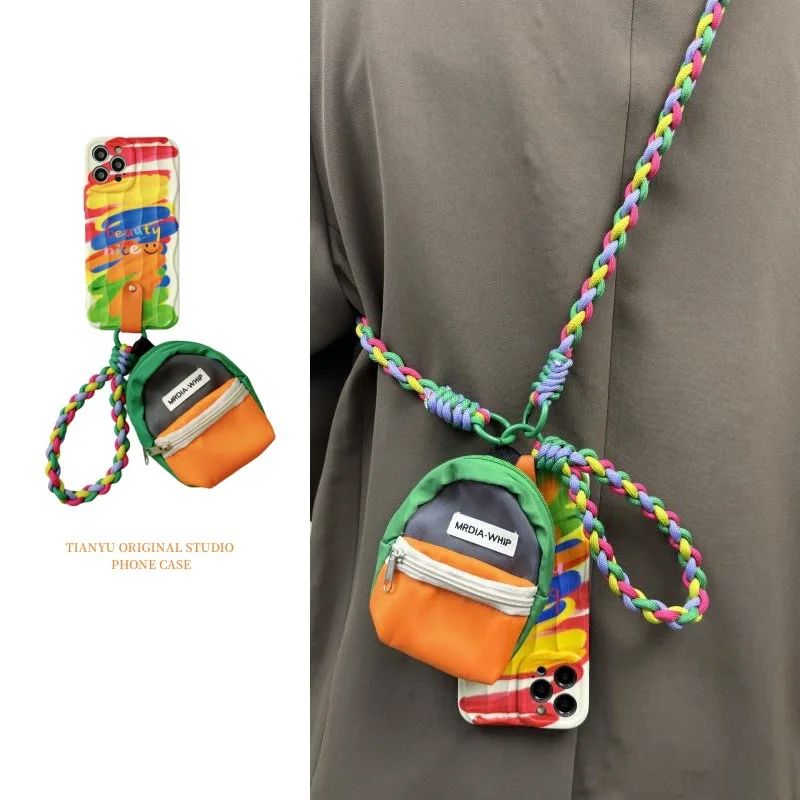 Lanyard  Phone Case Small Bag Charms Shoulder Strap Cute Wallet Pocket Mobile Phone Case For iPhone 16 15 14 13 12