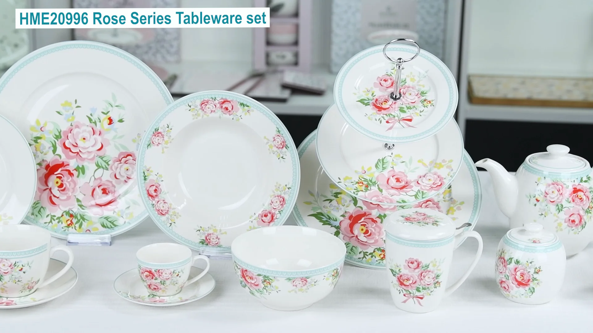 Ceramic Rose Decal Dining Ware Dinnerware Set With Mug And Bowl - Buy