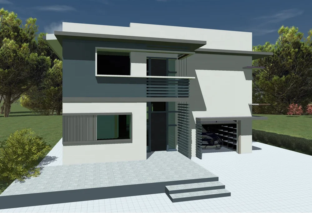 Steel Structure 2 Floor Prefab House Glass Prefab House Kits House Villa