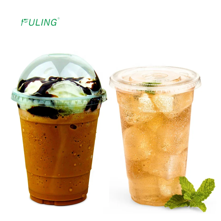Factory Price Printing logo Recyclable Cold Drinking 32 oz Disposable Milkshaker Transparent Plastic Cups with Lid