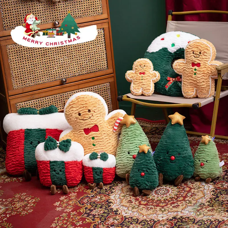 Christmas gift Christmas tree stuffed gingerbread man throw pillow Holiday decoration doll throw pillow