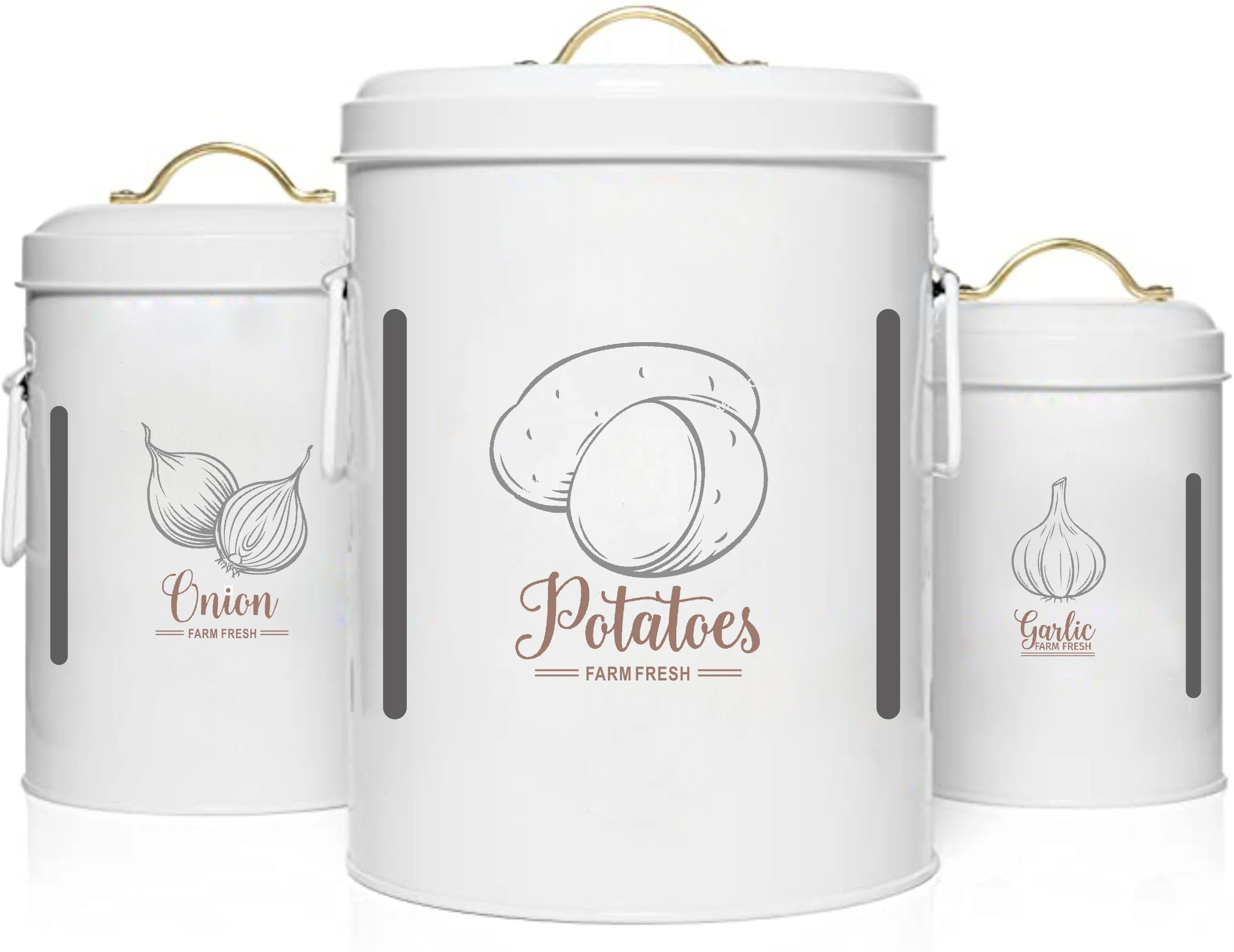 3 Piece Garlic Potato Onion Keeper Kitchen Storage Box Canisters For Pantry Organization And