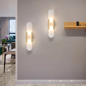 Postmodern Led Alabaster Sconces Light Living Room Hotel Bedroom Bedside Marble Wall Lamp for Bedroom