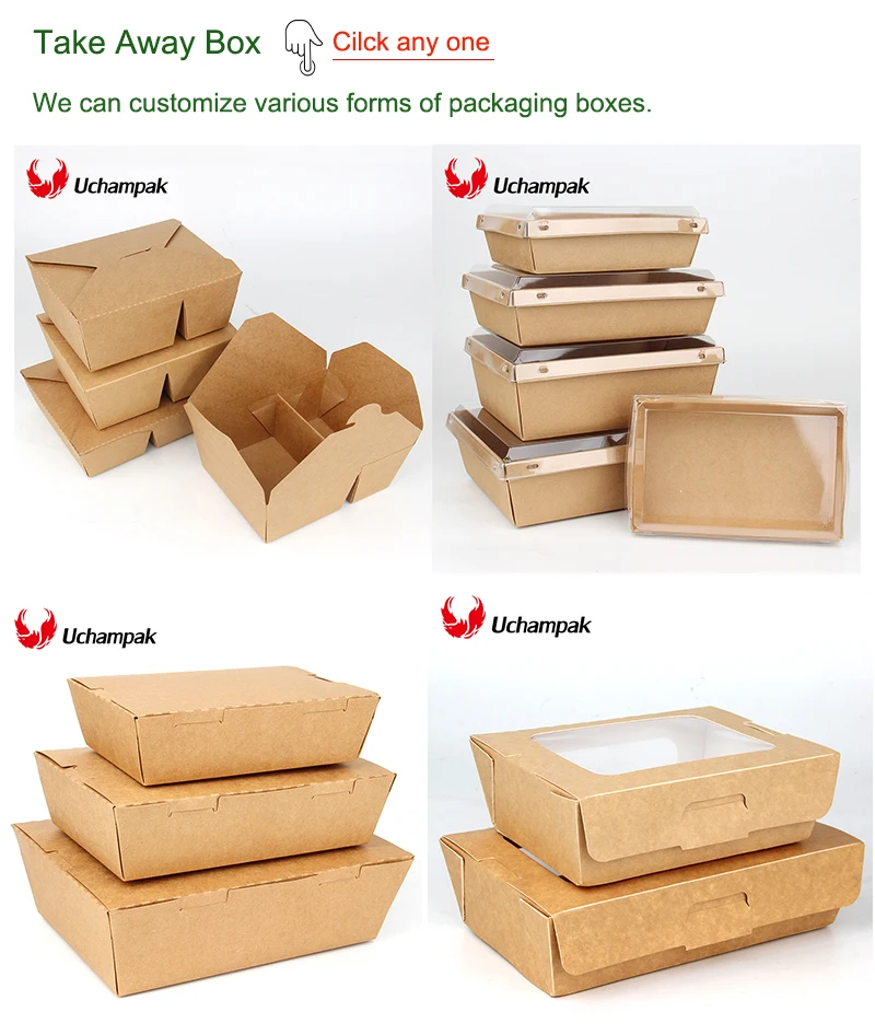 Kraft Food Packaging Box,Disposable To Go Box Packaging Leak Grease Resistant Take Away Box