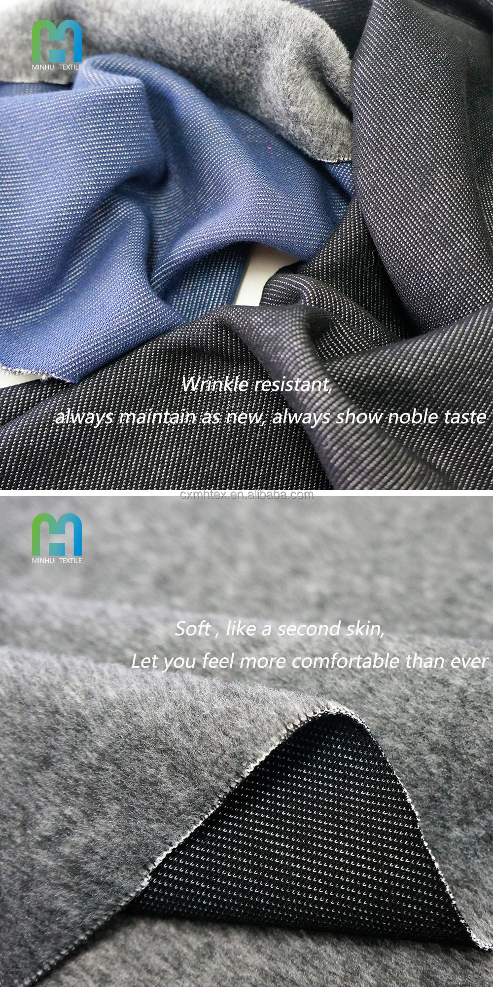 Microvelour Dig Winning Product 2024 Lateral Tensile Custom Denim Fabric Brushed Fleece ...