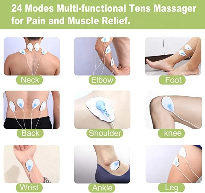 Dual Channel TENS Unit Muscle Stimulator with 20 Modes, 2" and 2" x 4" TENS Unit Electrode Pads