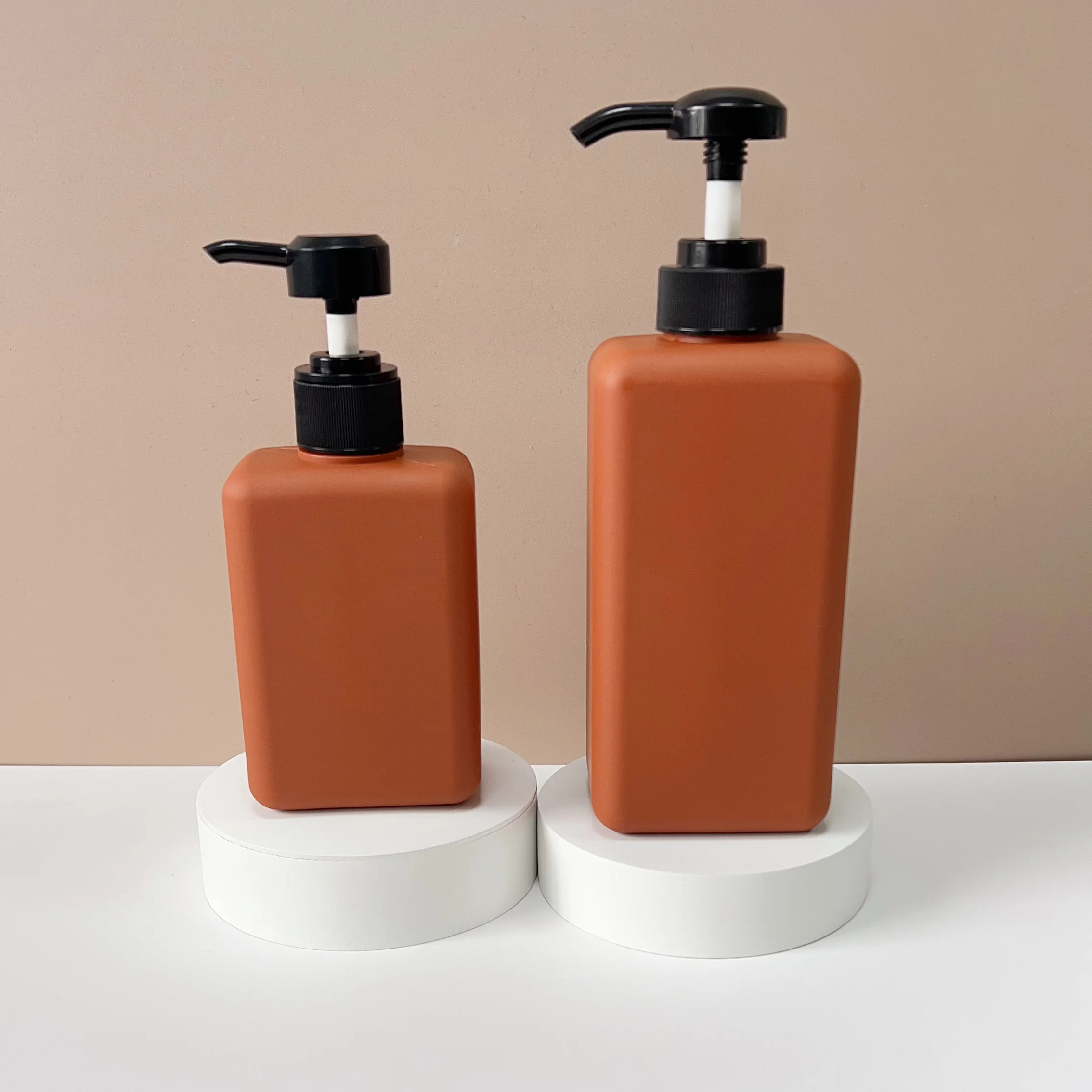Factory Direct Sales 300ml 500ml Hdpe Empty square Shampoo Pump Bottle Soft Touch Bottle
