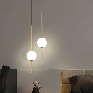 Bedhead Simple Modern Pendant Light Master Bedroom Nordic Iron Metal Hanging Lamp Long Chandelier Indoor Home Decor Light