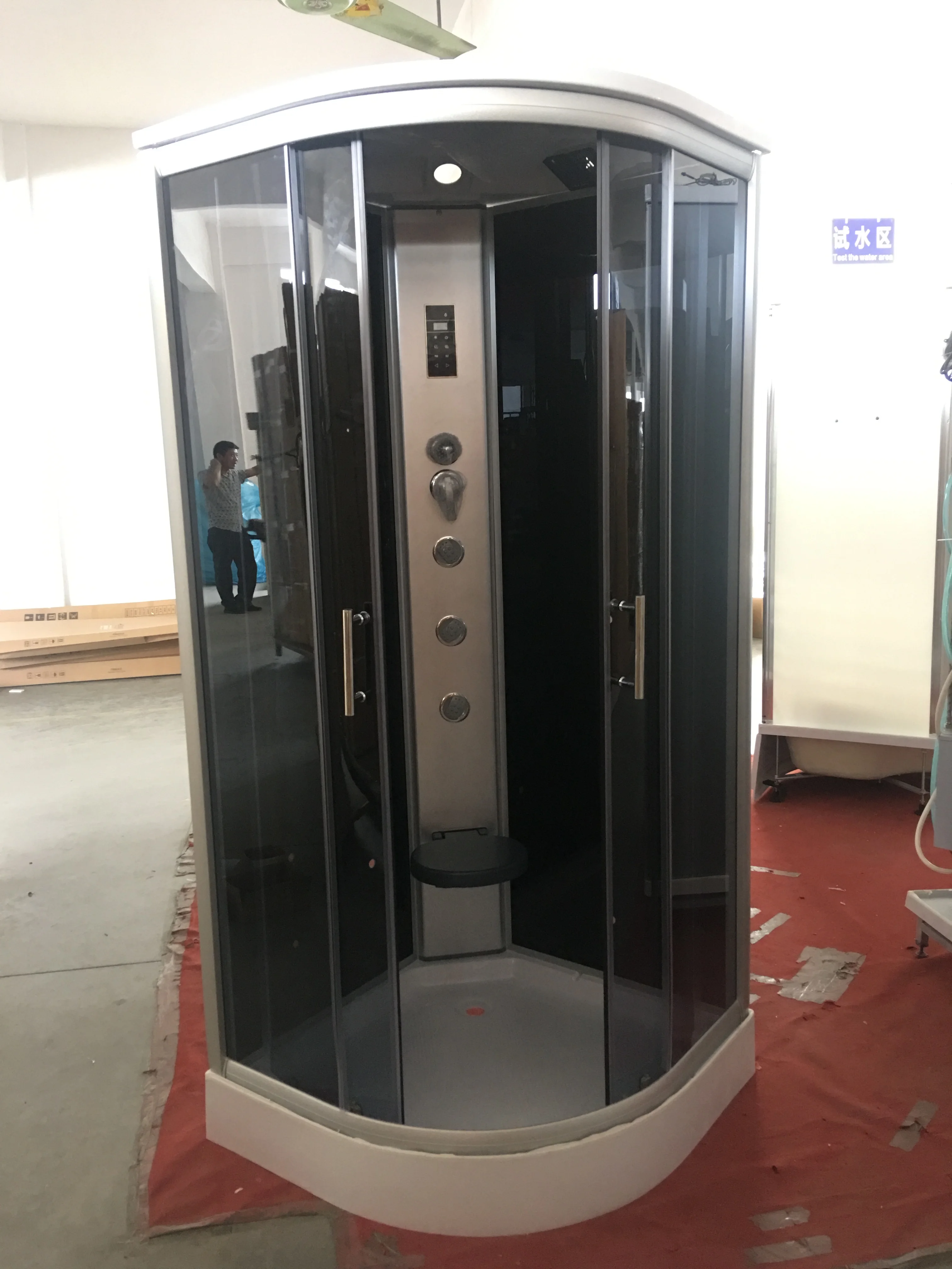 Promotion Classical Quadrant Steam Grey Glass Aluminum Profile Foot Massage Bathroom Shower Cabin with Multi Function