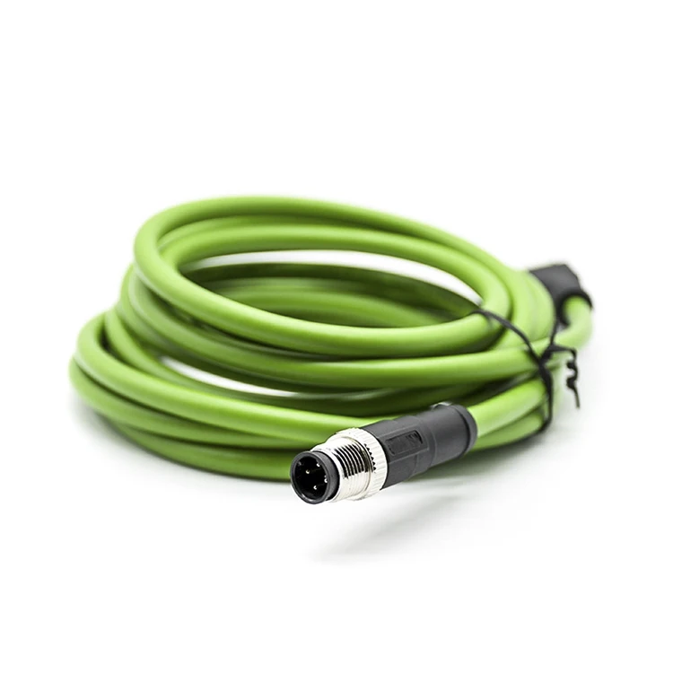 M12 8Pin 8 Pin X Code Male Connector to RJ45 8P8C Male Industrial Ethernet Plug CAT6A Blue Shielded PUR Cable Customized Length