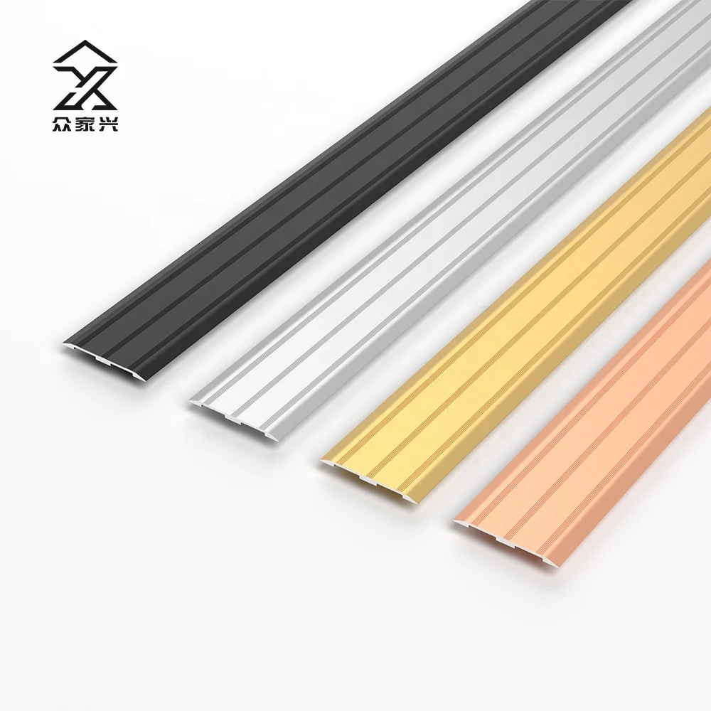 Durable Finished Metal Transition Floor Cover Aluminum Flat Tile Trim Strip For Wood Floor