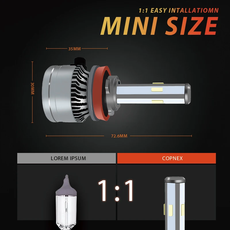 Conpex Super Bright H4 NO Fan 4000 Lumens 12V Car Motorcycle Led Bulbs Headlight