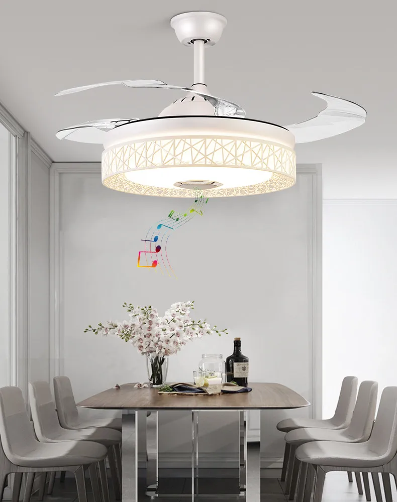 Ceiling fan Lights led Dimmable Chandelier Retractable fan with Remote control 42 inch ceiling fans for dining room/bedroom