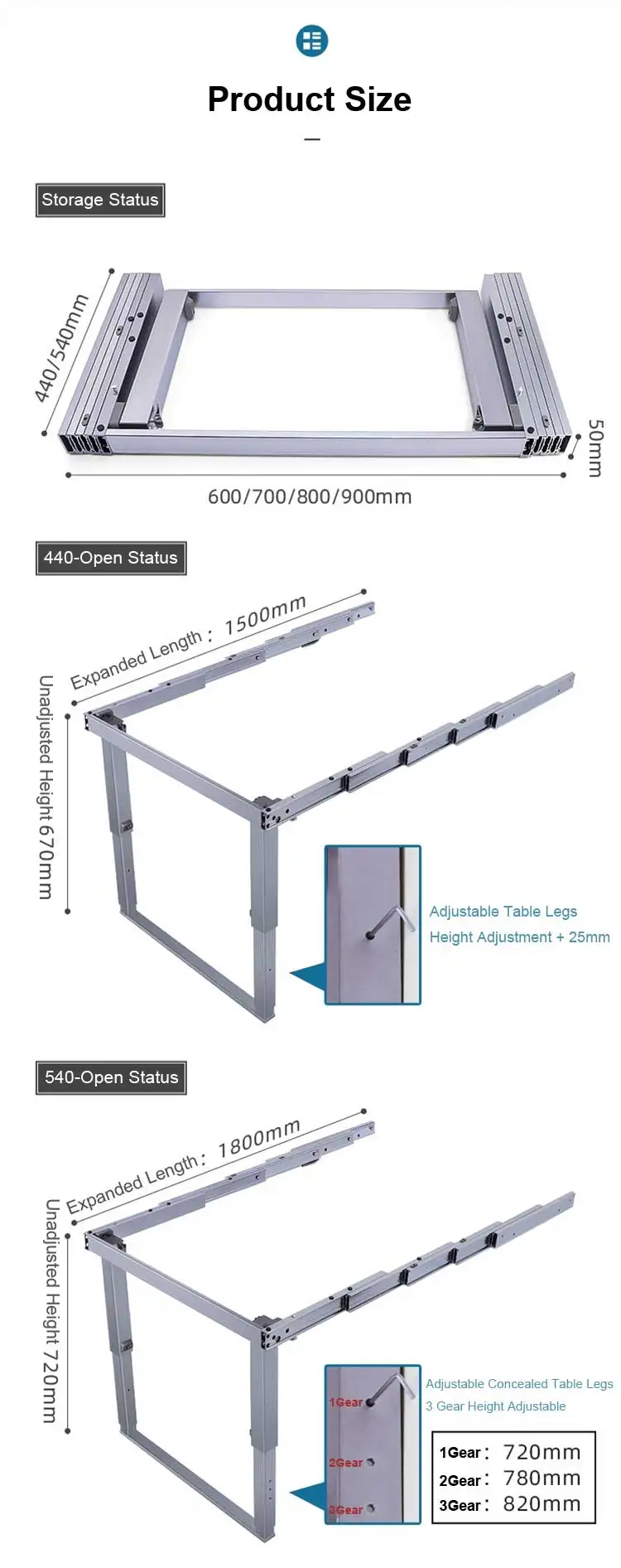 Table Extension Rail Pull Out Table Mechanism Multi Sections Extension Table Slide Rail Buy