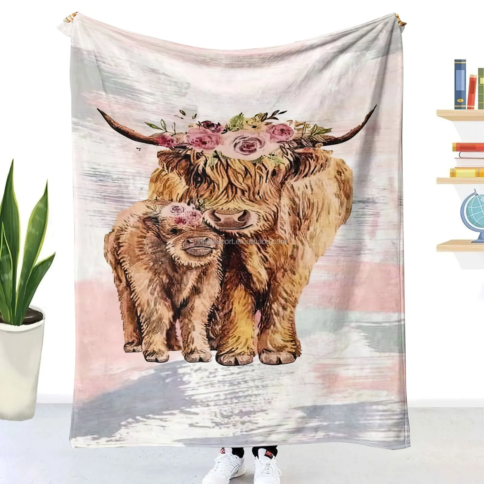 Cute Cow Pattern Peso Pluma Sublimation Fleece Travel Throw Blanket ...