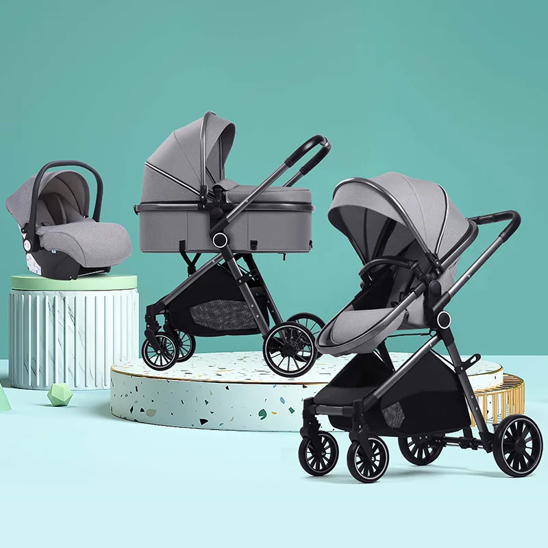 High Quality 2 in 1 Baby Pushchair Stroller Travel System Kinderwagen Easy Folding Kids Wagon Pram with Car Seat