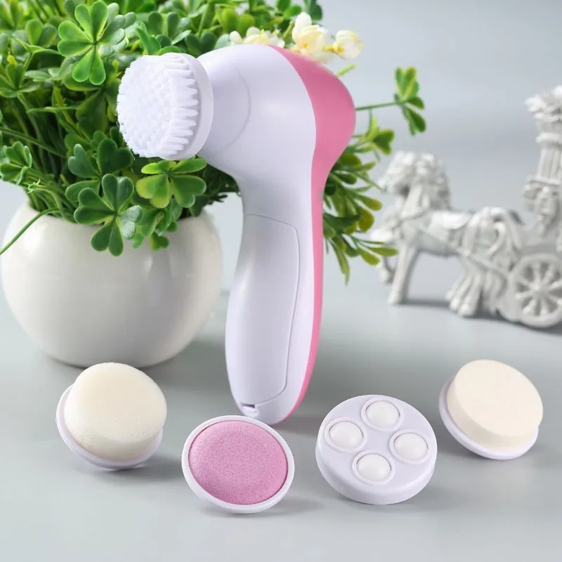5 in 1 Mini Face Cleaning Exfoliator Brush Beauty Skin Care Massage Electric Facial Wash Brush