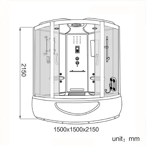 Luxury Bathroom Black Sector Sliding Type Steam Shower Cabin Room with whirlpool Bathtub