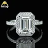 Emerald Cut 925 Sterling Silver Lab Grown Diamond Ring