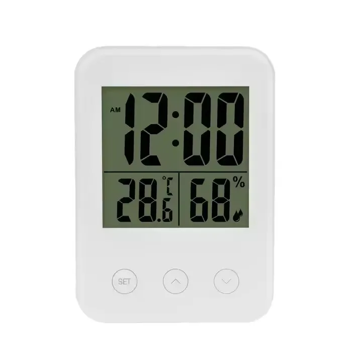 The Most Popular Good-looking Clean Styte Thermometer Hygrometer Desk Digital with Temperature and Humidity LCD Clock
