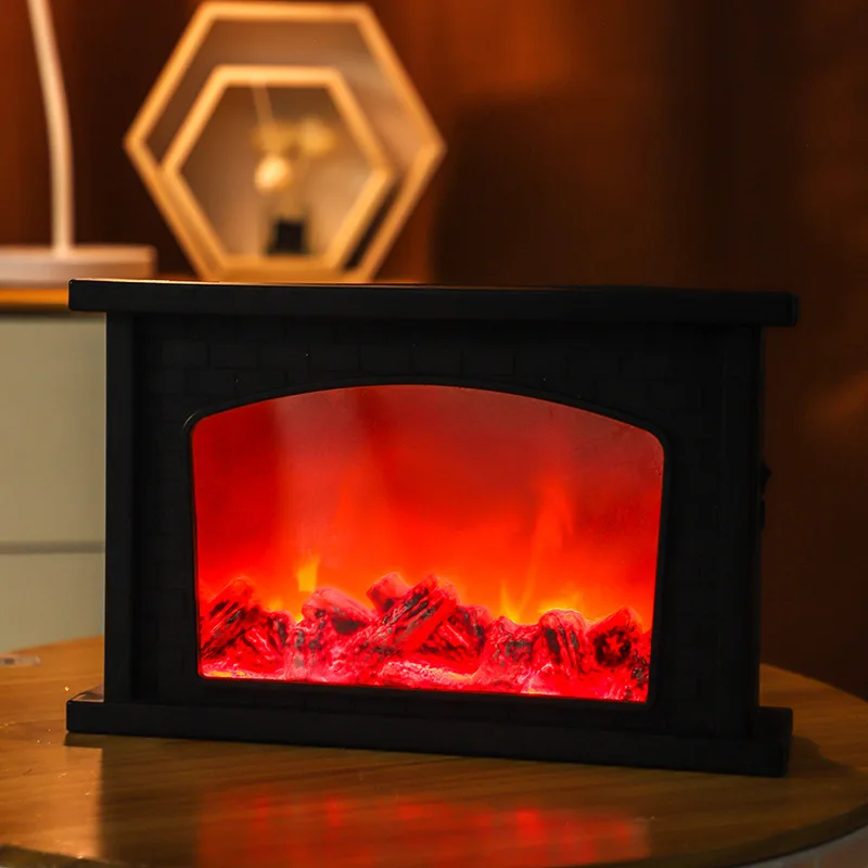Fireplace Lamp Home Decor Small LED Flame Effect Log Fire Place Light LED Simulation Decorative Fireplace Lights Table Lamps