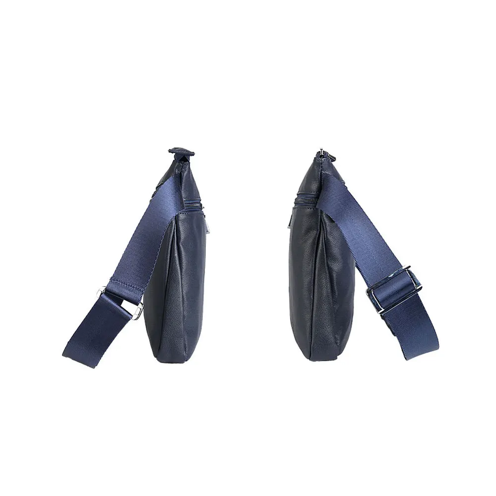 Tiding Brand Custom Blue Thin Minimalist Japanese Style Genuine Leather Crossbody Messenger Bag