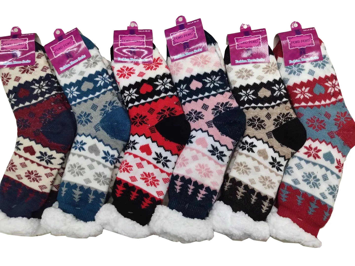 Mens Winter Thermal Fleece Lining Knit Slipper Socks Christmas Non Slip Socks 