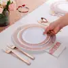 Assiettes creuses grand/petit format en or rose, tasse 10oz, couteau n°10/f