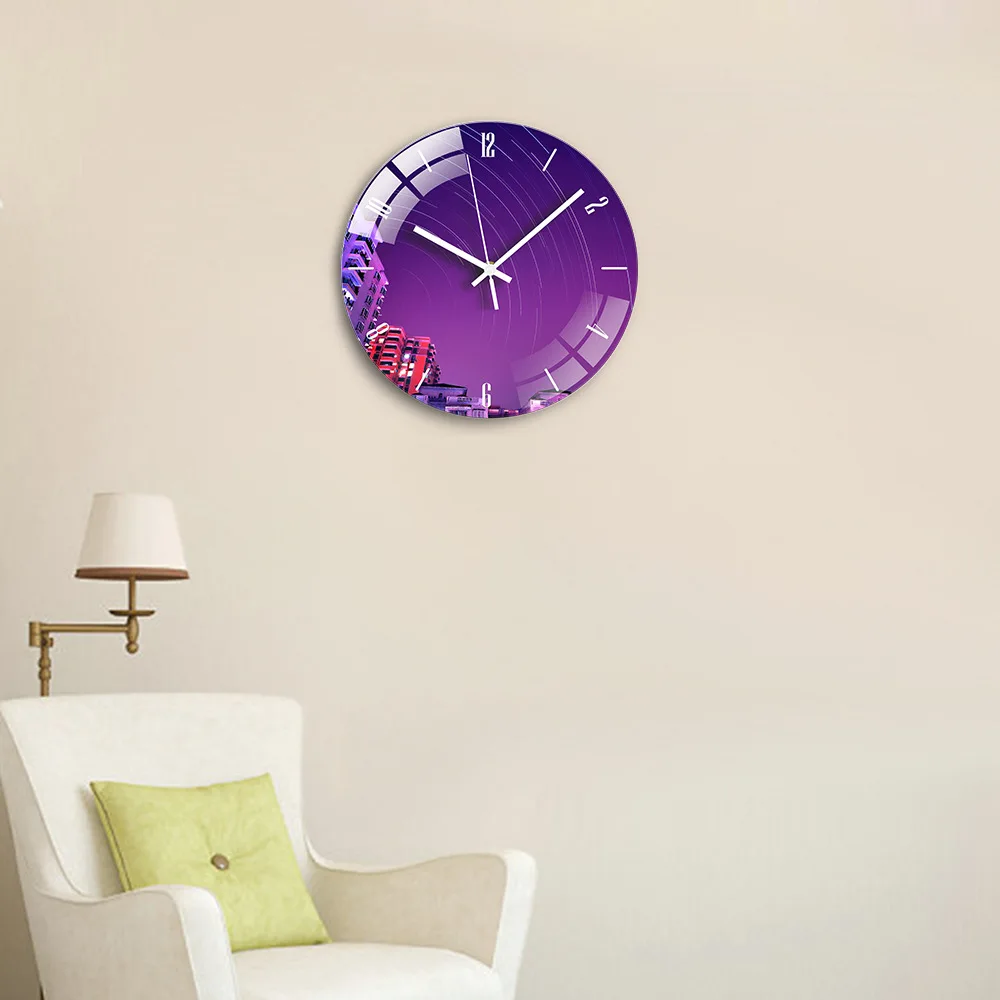 Stylish Simple UV Printing Wall Clock for Home Decor Art Craft Stained Glass Wall Clocks