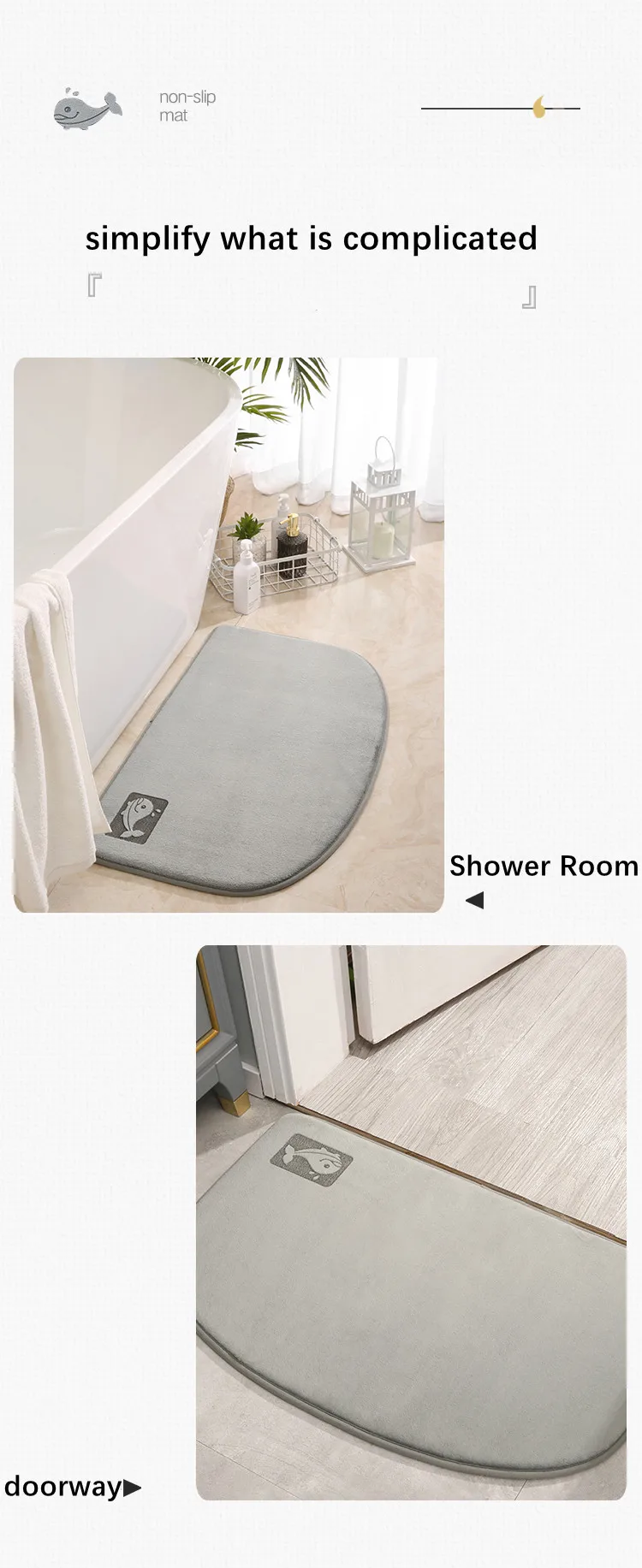 50*80cm Non-Slip Memory Foam Super Water Absorption Cute D Shape Anti-Slip And Dirt-Resistant Rug Bath Mat supplier