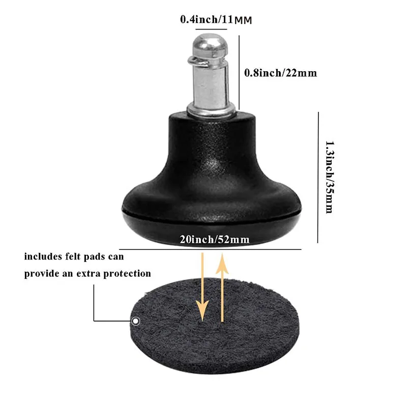 Стопор для колес стула, колокольчик скользит по сменным колесам для офисных стульев к неподвижным роликовым Колесам