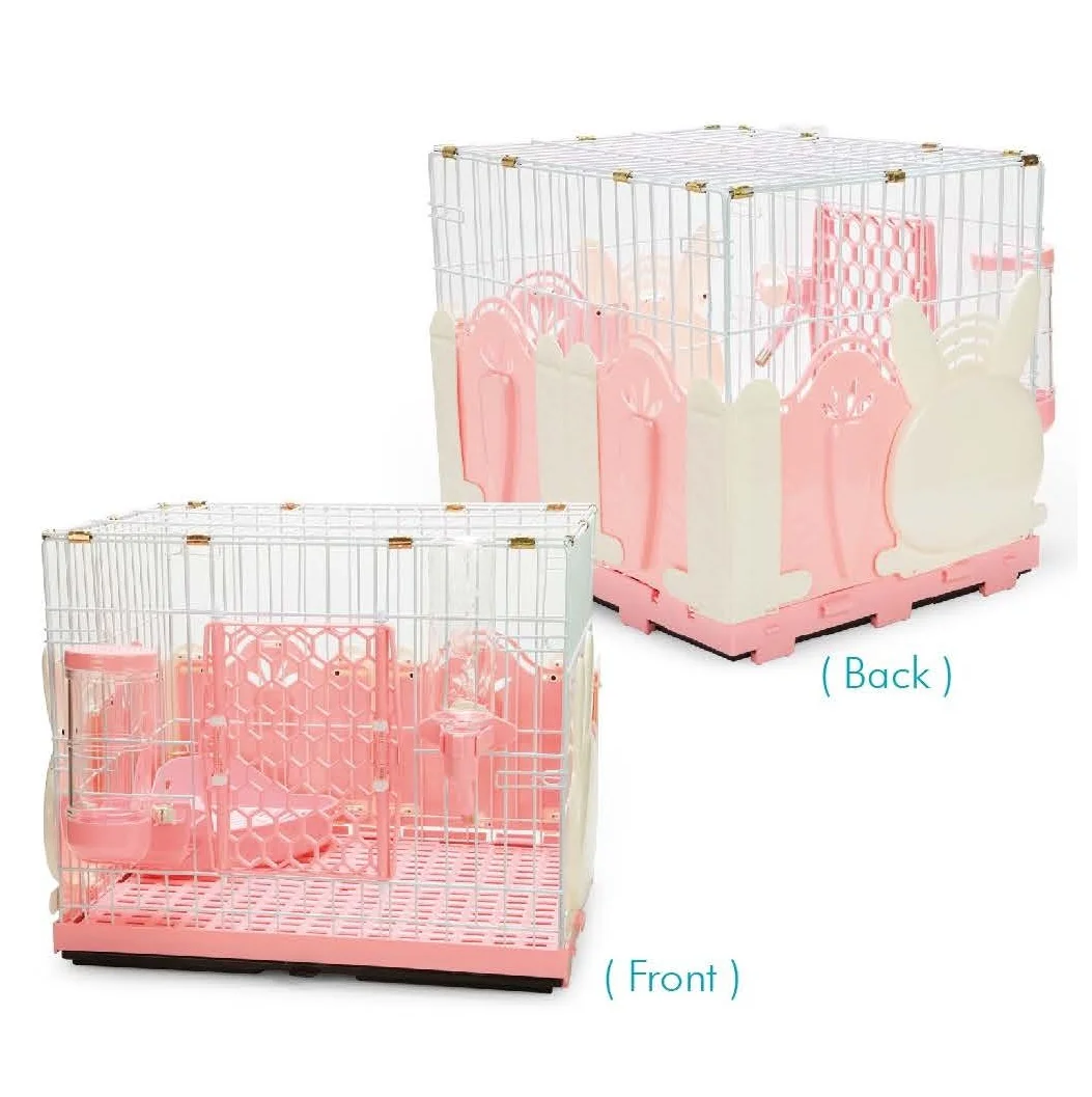 610-SR Luxury Small Chinchilla Rabbit Cage with Plastic Tray Plastic & Metal Construction Rabbit Style Fences Pet House for Sale