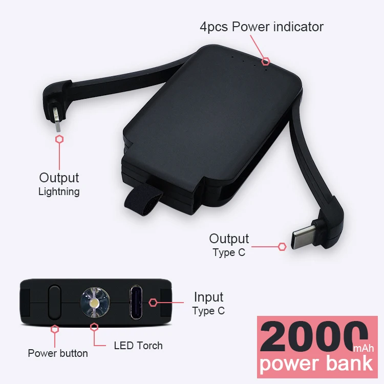 Outdoor Mini Powerbank Emergency Key Ring Portable Charger 2000mah ...