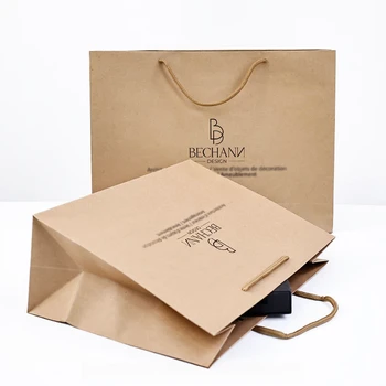Customized Printed Brown Kraft Paper Bag Brown Kraft Paper Shopping Bags With Handles Shopping Kraft Bag With Logo Printed