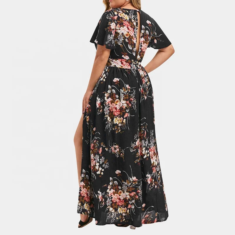 Plus Size Womens Floral Dresses Empire Waist Top Beach Sundress Asymmetrical High Low Skirt Bohemian Attire Hawaiian Maxi Dress Plus Size Womens Floral Dresses Empire Waist Top Beach Sundress Asymmetrical High Low Skirt Bohemian Attire Hawaiian Maxi Dress