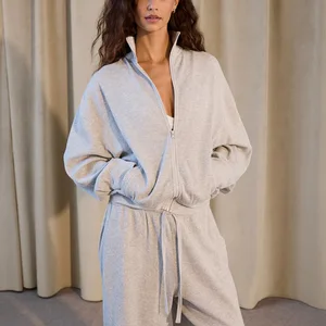 Autumn Winter Stand Collar Jacket Sportsuit for Women Casual Oversize Zipper Windproof Sweatshirts Trouser Tracksuits Two Piece