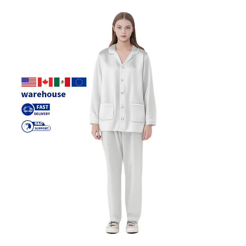 Warehouse in US Winter Set Couple Cute Custom logo  2 Piece Custom Print Pajamas Women's Sleepwear