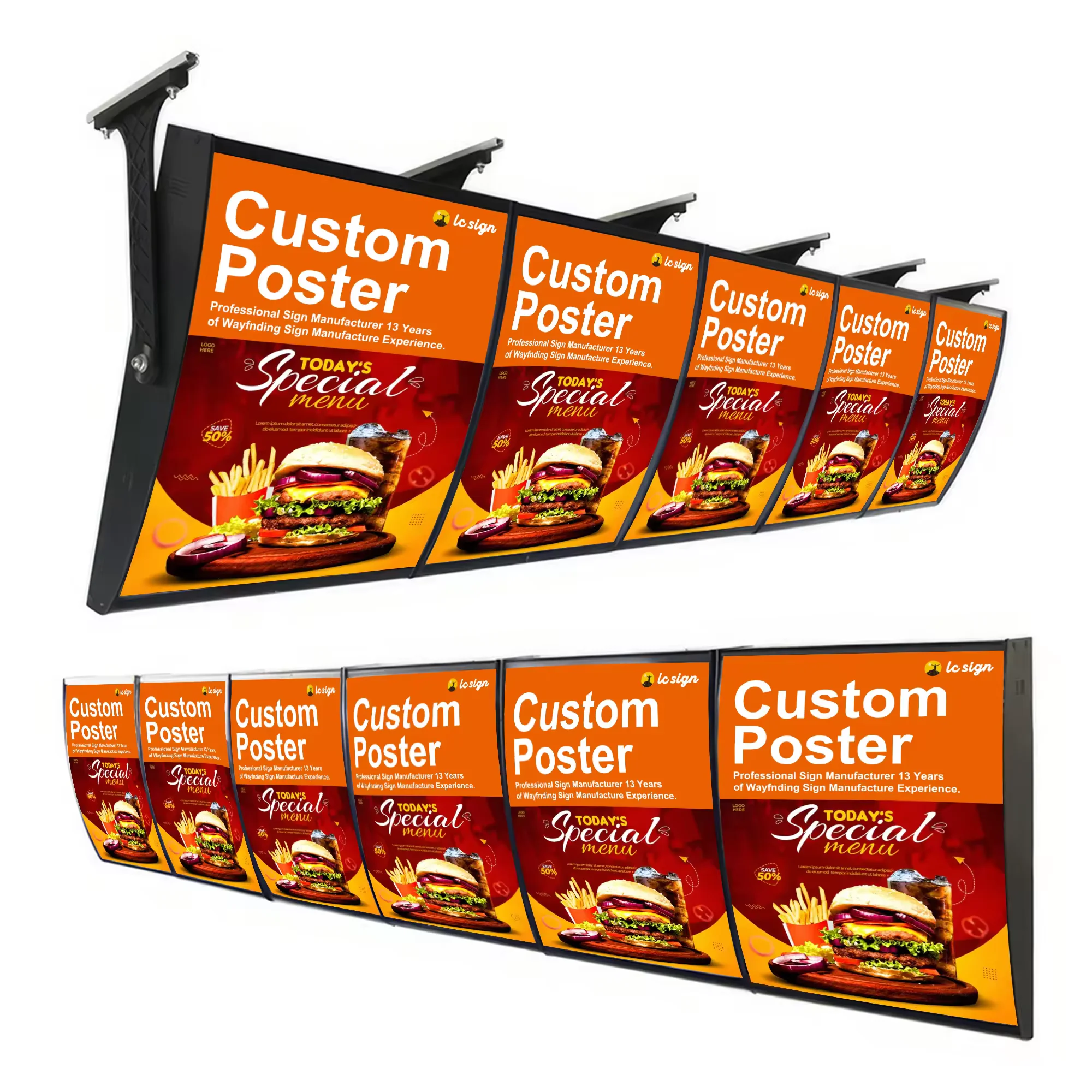 Restaurant Aluminum Frame Signage LED Light Box Display Outdoor Backlit Advertising Acrylic Light Box Sign Boards for Business