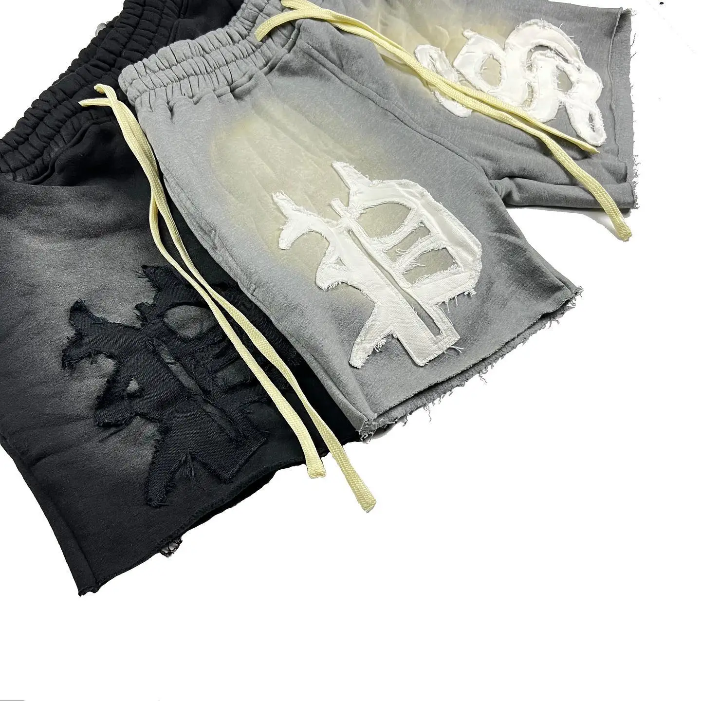 Custom Essentials Unisex Sweat Shorts Cotton Baggy Graphic Print Embroidery Applique Summer Distressed Acid Wash Shorts for Men gallery 3