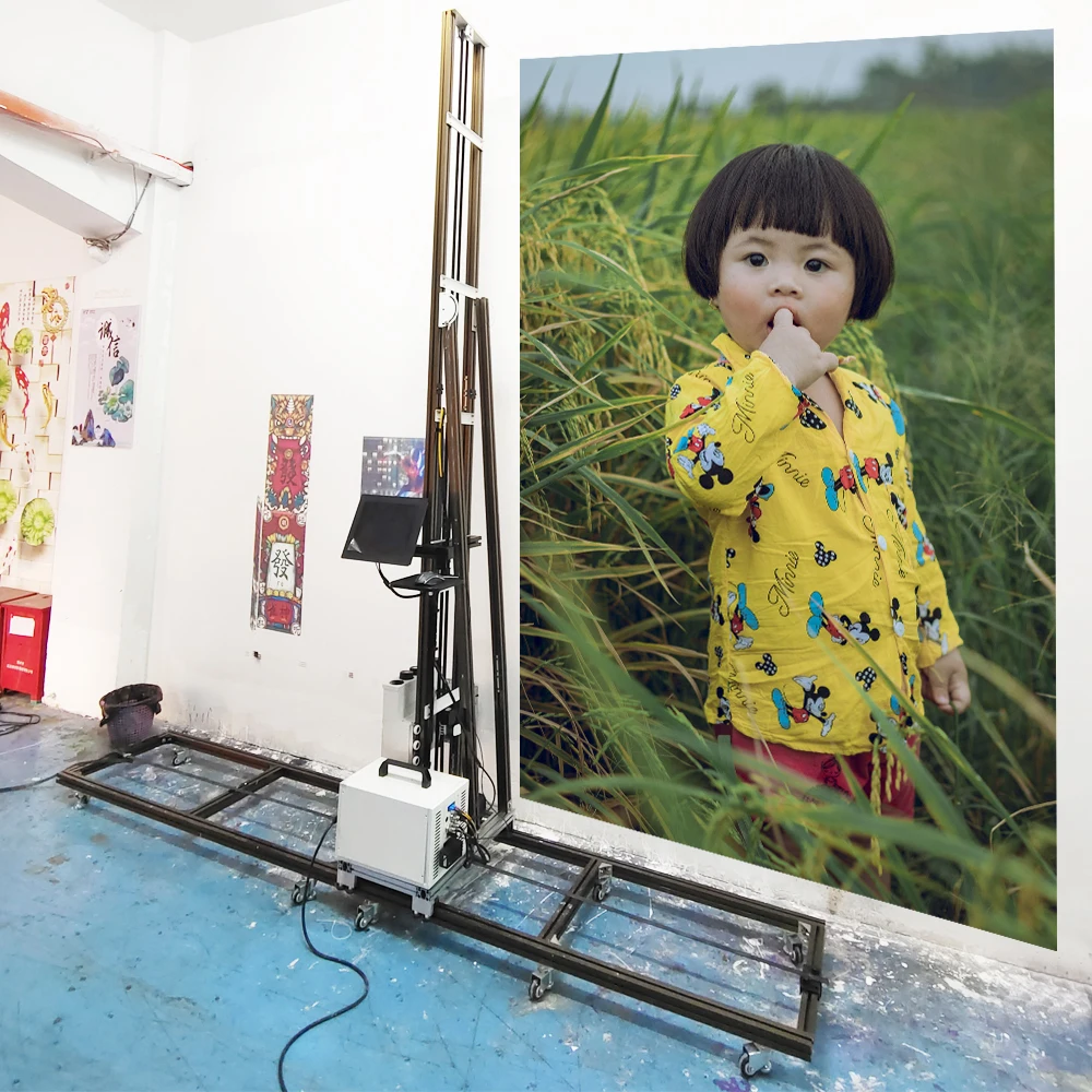 Large Format 3.5M Height UV CMYKW Wall Printer Double Print Head Wallpen 3D 5D Wall Printing Machine