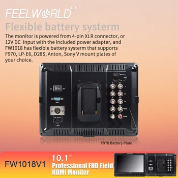 FEELWORLD FW1018 V1 10.1 Inch 1920x1200 IPS Camera Monitor with Peaking Focus Assist 3D LUT for DSLR OEM Factory Direct detail image