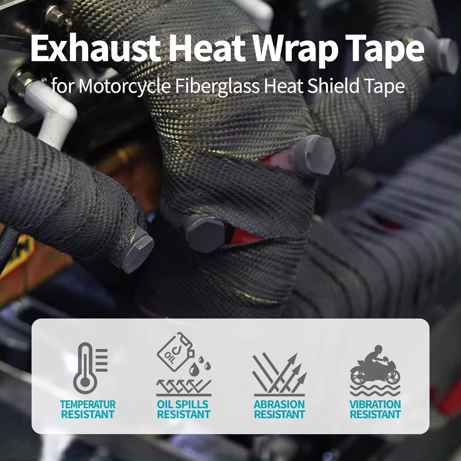 Titanium Basalt Fiberglass Exhaust Heat Wrap Tape For Header Pipe