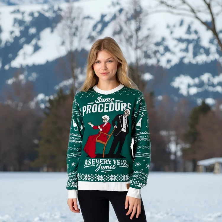 AU Custom Knit Christmas Sweater for Women Men Family Oversized Design with Snowflake Embroidery Cartoon for Winter Parties