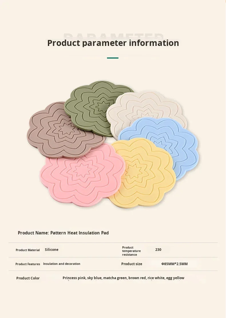 Silicone Table Mats with Heat Insulation and Anti-Scalding Function. Reusable with Modern Design. Suitable for the Dining Table. details