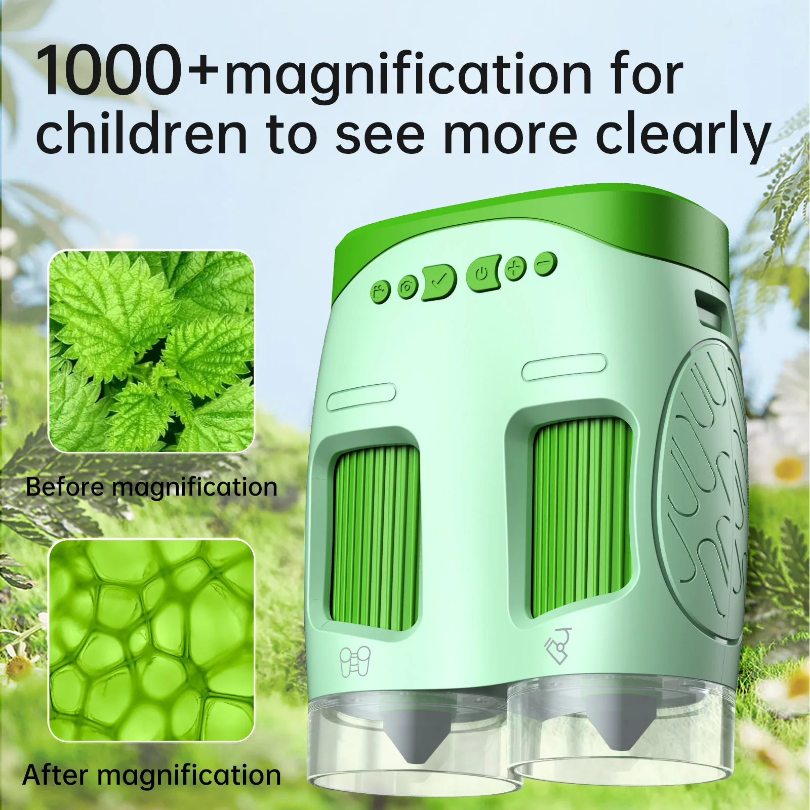 Portable 2 in One Digital Microscope Telescope Binoculars Educational Toys for Kids Learning