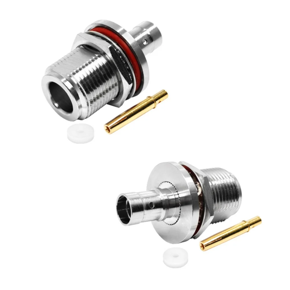50ohm N Type Bulkhead Rf Waterproof Coaxial Connector Female Jack Crimp for 250 RG401 Coaxial Cable